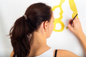 An accent wall created using paint and basic patterns