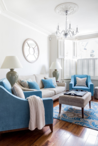 Blue is used to create a feeling of freshness and calm