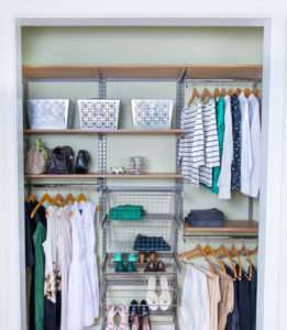 this closet uses various clever methods for organization