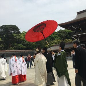 A taste of formal Japanese culture. Then again, we use umbrellas in LA, too.
