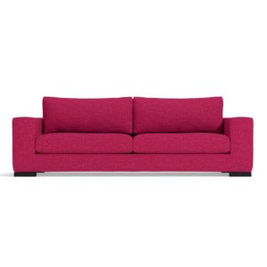 Pink sofa on white background