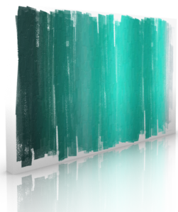 teal wall art on white background