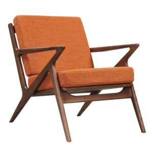 orange accent chair on white background