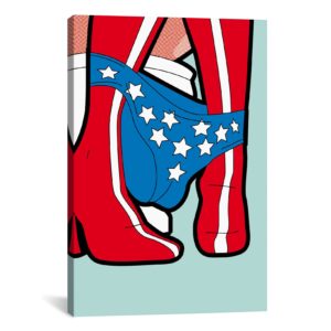 painting with red shoes and panties