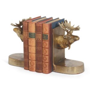 Yukon Moose Bookends in Brass