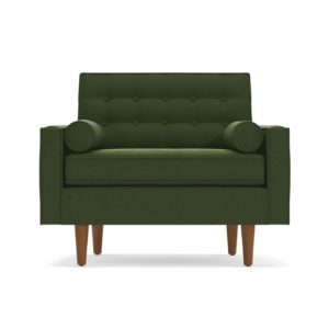 tufted green chair on white background