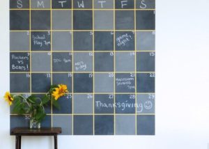 chalkboard accessory on blue wall