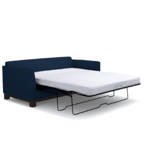 sleeper sofa with mattress out on white background