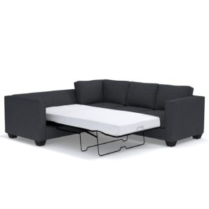 grey sleeper sectional on white background