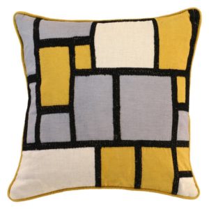 yellow grey and cream toss pillow