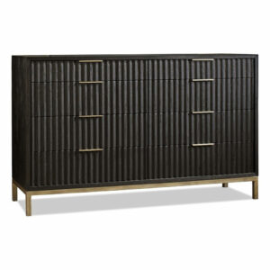 black wooden dresser with gold handles