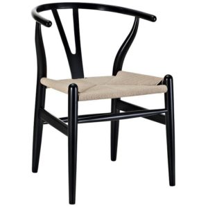 black and tan dining chairs on white background