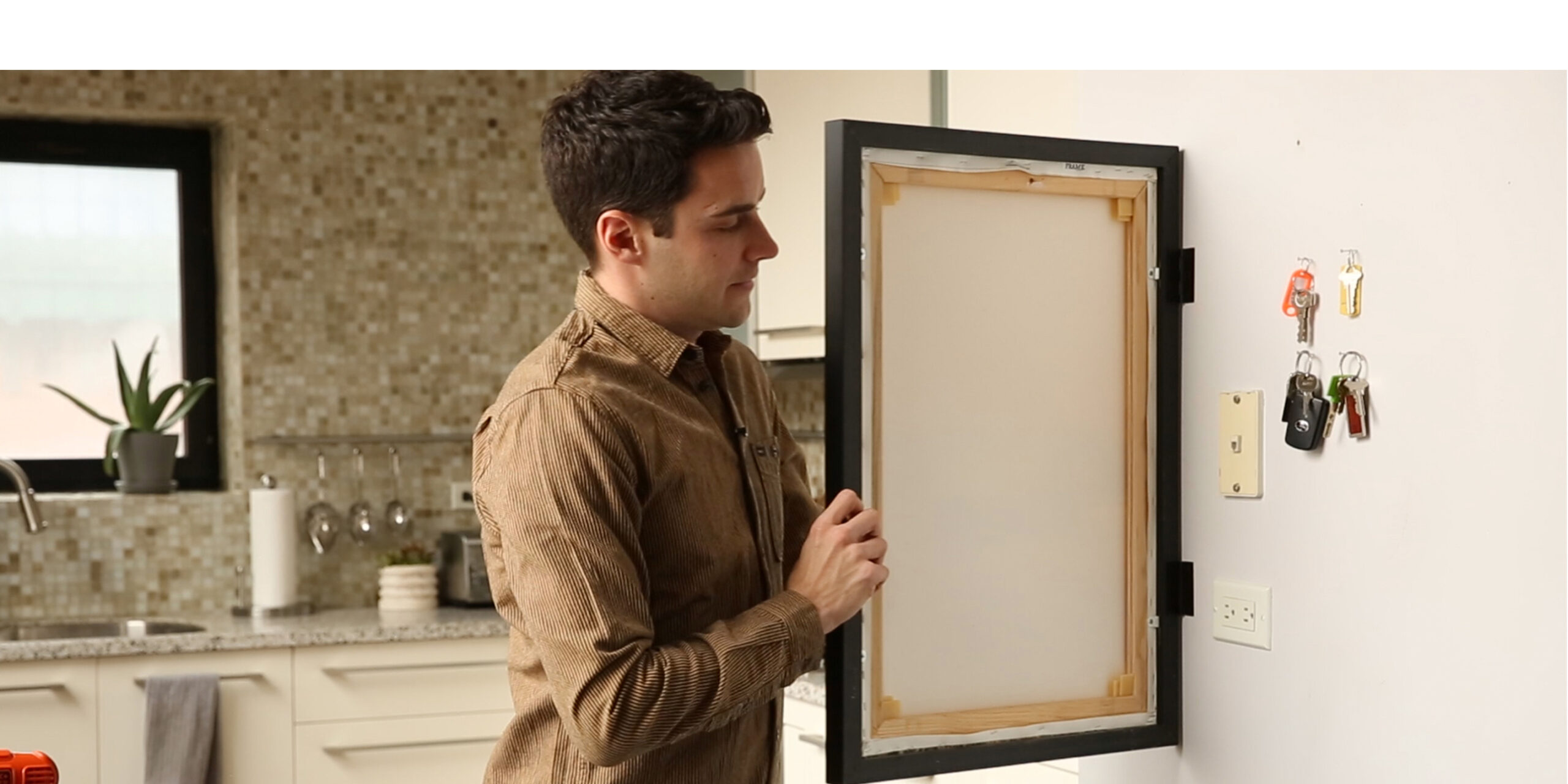 DIY: Hide Ugly Outlets & Thermostats With Art #2BHacks